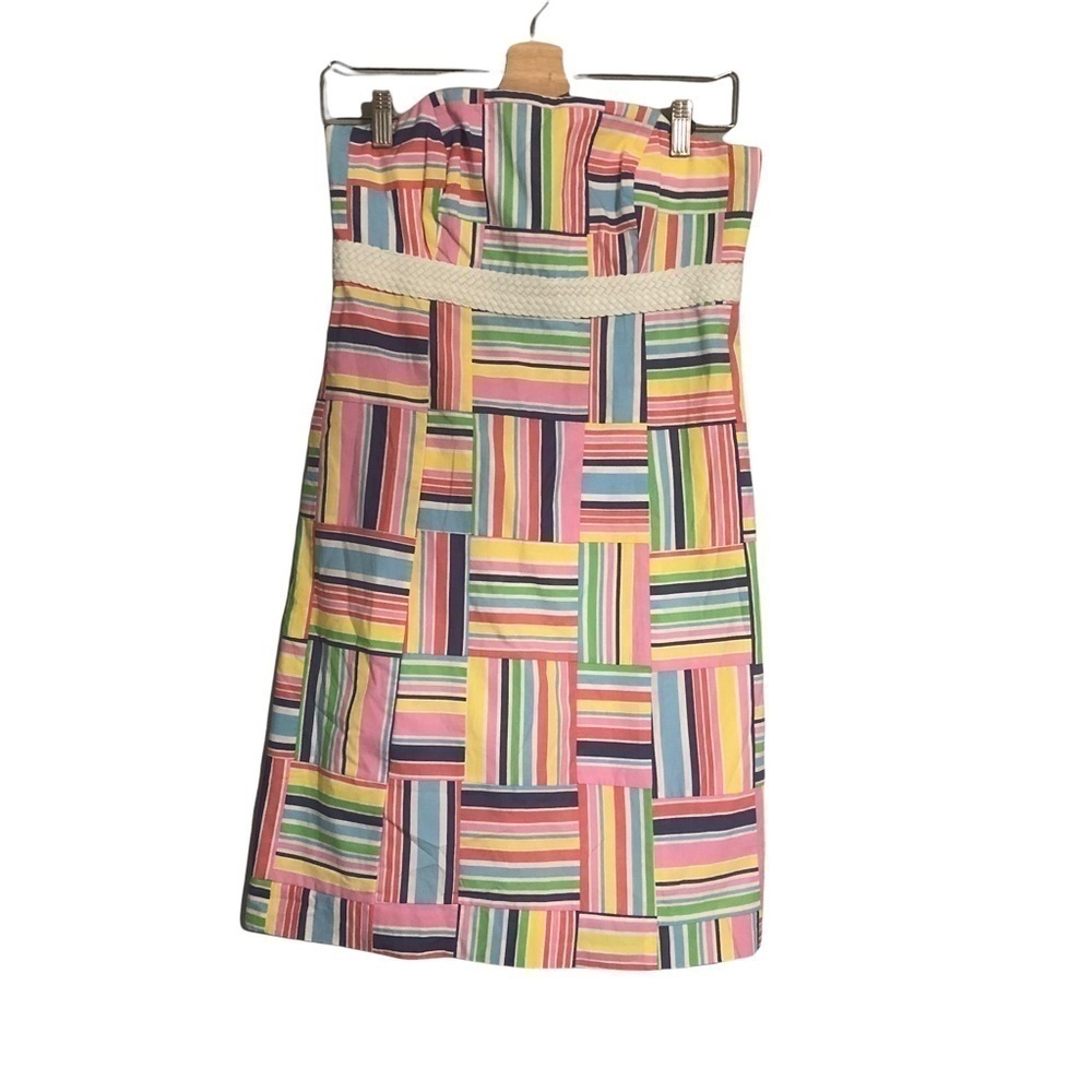 Lilly Pulitzer dress strapless dress size 4 patchwork 90s y2k academia preppy
